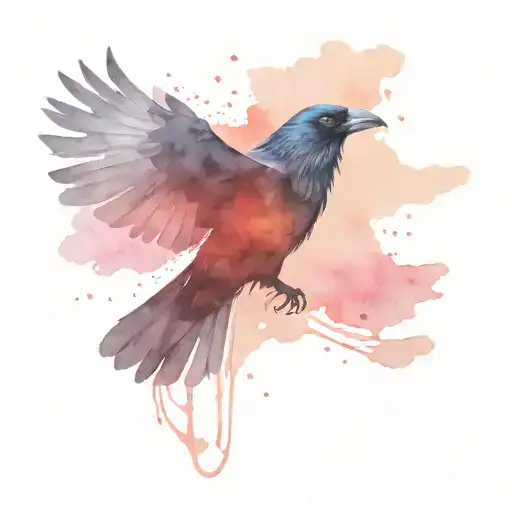 Crow Flying And Holding