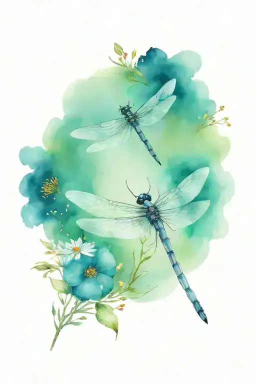 Dragonfly And Cosmos Flowers