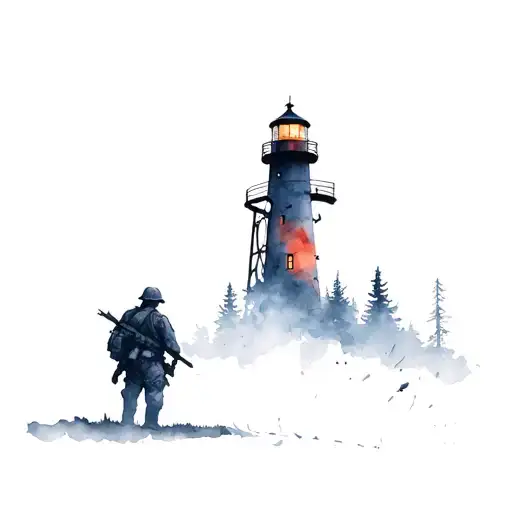 Dayz Game Lighthouse And Forest And Soldier