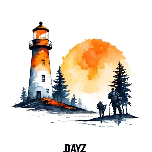 Dayz Logo Lighthouse And Forest And Soldier