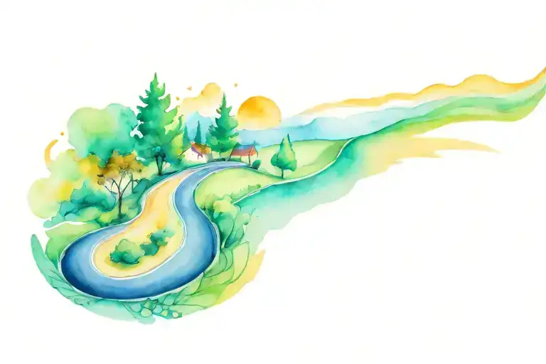 Sun Shining Curvy Road Winding