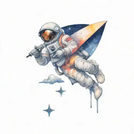 Astronaut Sitting On Moon With A Paper Airplane Flying