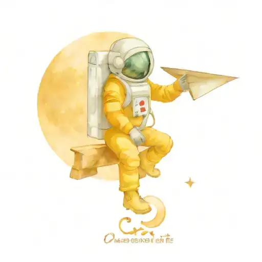 Astronaut Sitting On The Moon Holding A Paper Airplane