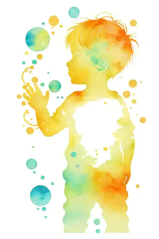 Little Boy Silhouette With Bubbles