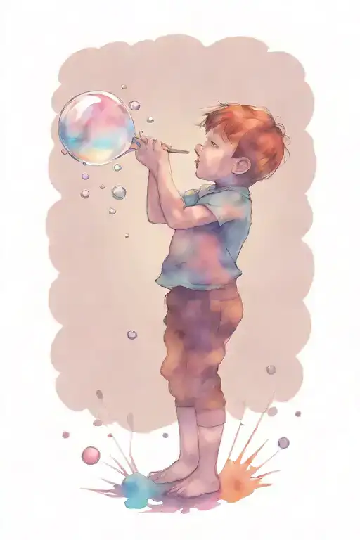 Little Boy Silhouette Blowing Bubbles