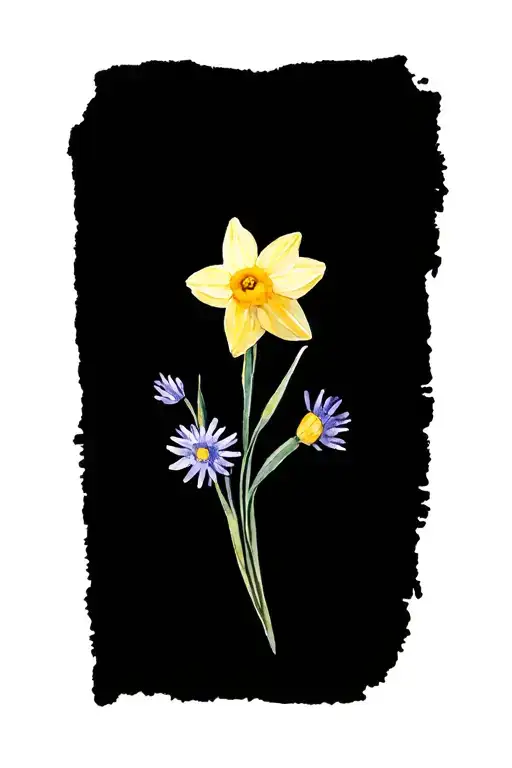 Daffodil And Aster Intertwined