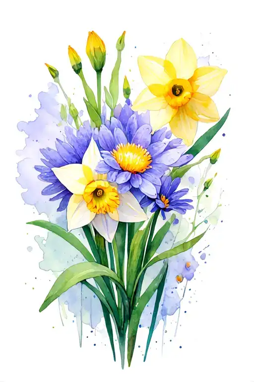 Daffodil And Aster Intertwined