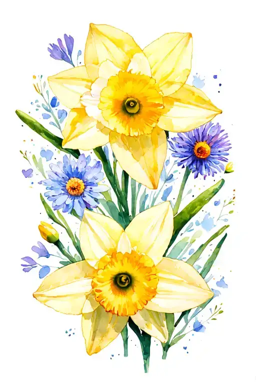 Daffodil And Aster Intertwined