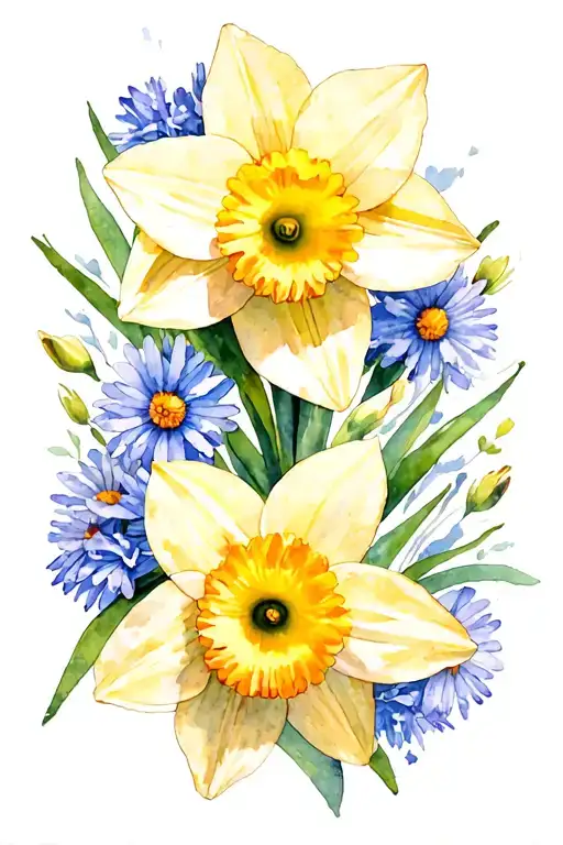 Daffodil And Aster Intertwined