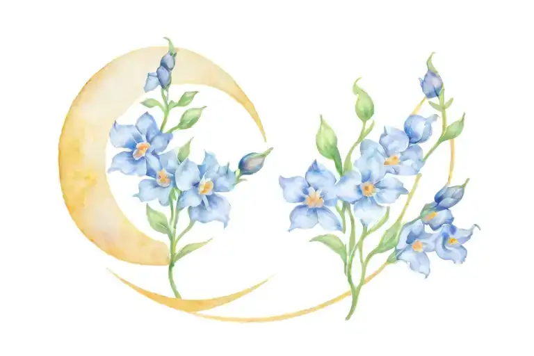 Larkspur Flowers Intertwined Cancer Zodiac Moon Phases