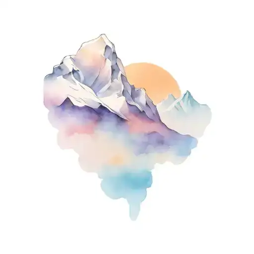 Snow Mountain With Blue Sky And Sunshine Comes