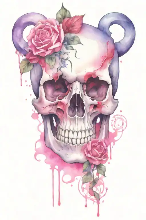 Love Heart Pink Purple Skull