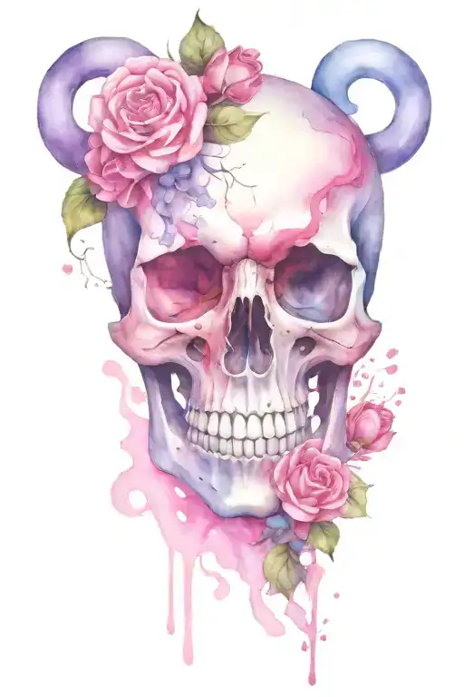 Love Heart Pink Purple Skull