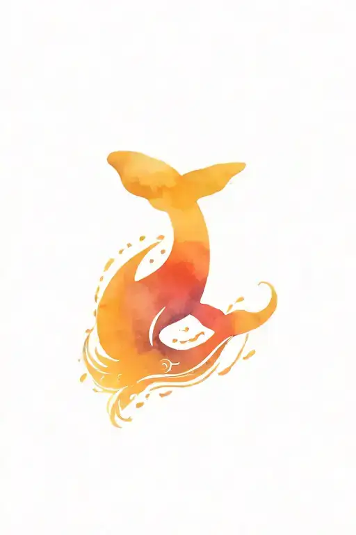 Killer Whale Tail Splashing Out Of Water Waves