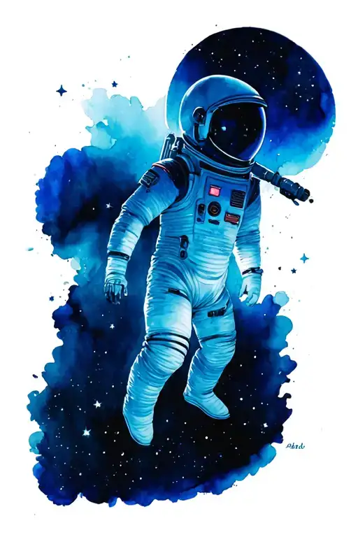 Spaceman Floating In Space