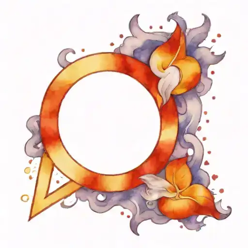 Red Heart Outline With A Metallic Purple Sign Of Capricorn In The Middle Of The Heart