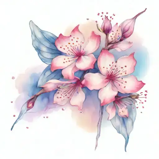 A Fairy Wings Cherry Blossom Tattoo Design