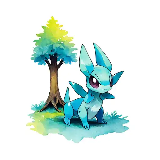 Pokemon Parasect In Chibi Style With A Tree In The Background