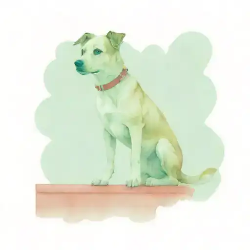 Dog Sitting On Red Steps