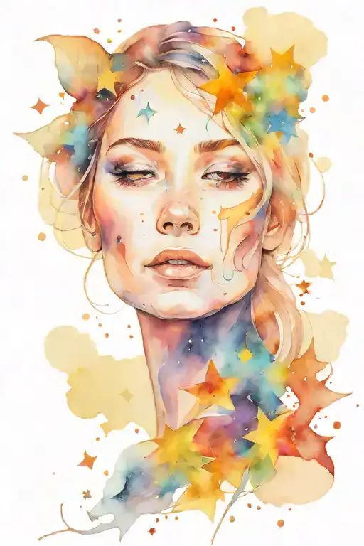 Womens Face Surrounded By Galaxy Filled With Stars