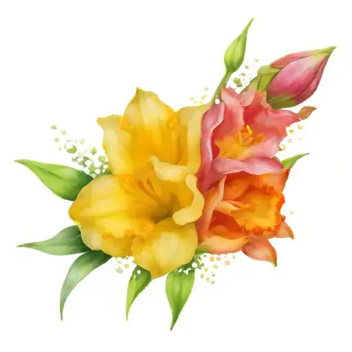 Lily Of Valley And Daffodil And Gladiolus