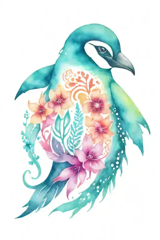 Totem Style Tattoo Incorporating Sloth Octopus Penguin Jaguar Firefly