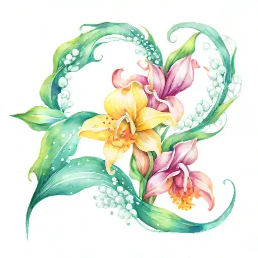 Lily Of The Valley And Daffodil And Gladiolus Flower