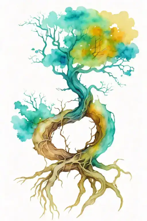 Tree With Roots Reaching Deep