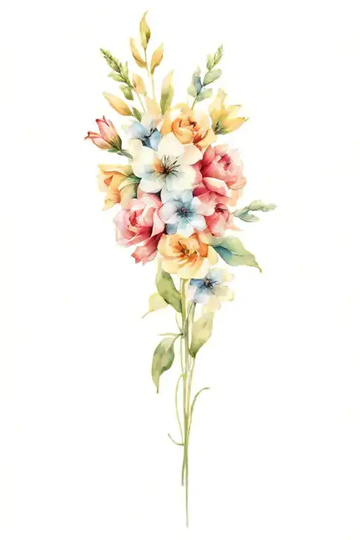 Flower Bouquet Fine Line