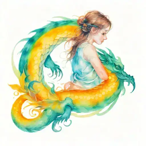 Girl Staying With Dragon