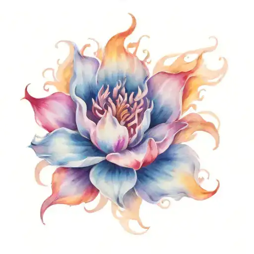A Flower With Fire Flames