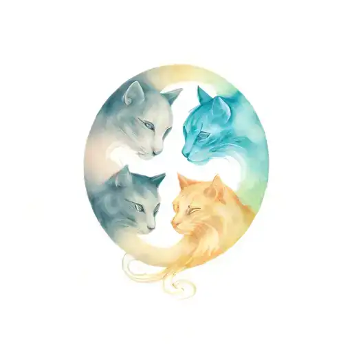 3 Cats Ying Yang Symbol Formed