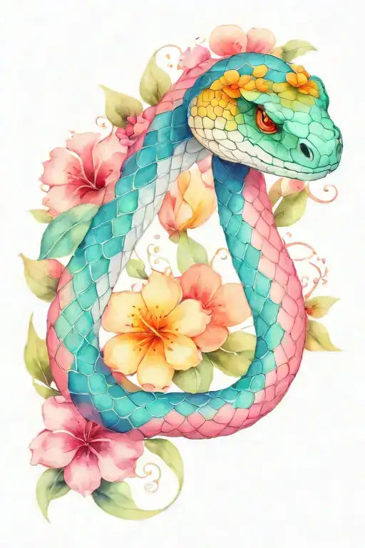 Snake With Pinkish Flowers Blooming