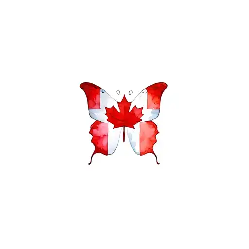 Canada Flag Butterfly Watercolor Art