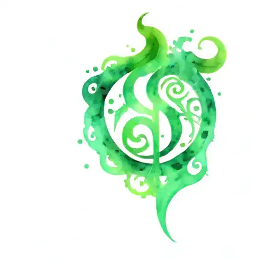 Green Flames Surrounding Harry Potter Death Eater Symbol