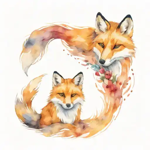 Fox Surrounded By Cat And Wolf