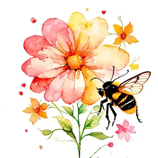 Heart Flower Butterfly Bee