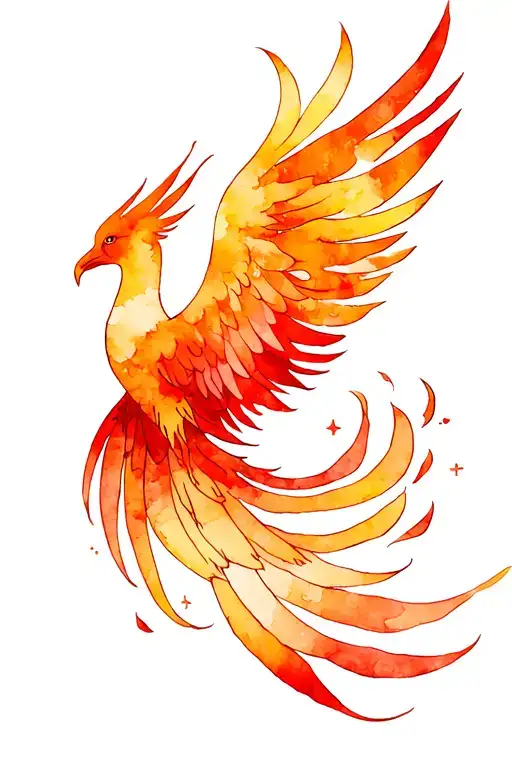 Phoenix Back Tattoo Simple Design