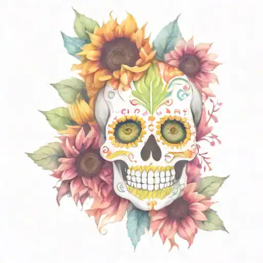 Sugar Skull Inside Sunflower