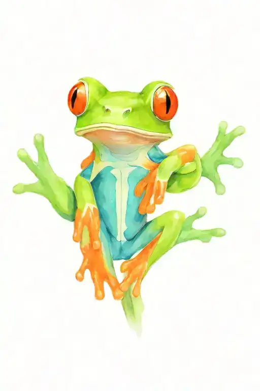 Red-eyed Tree Frog In Watercolors