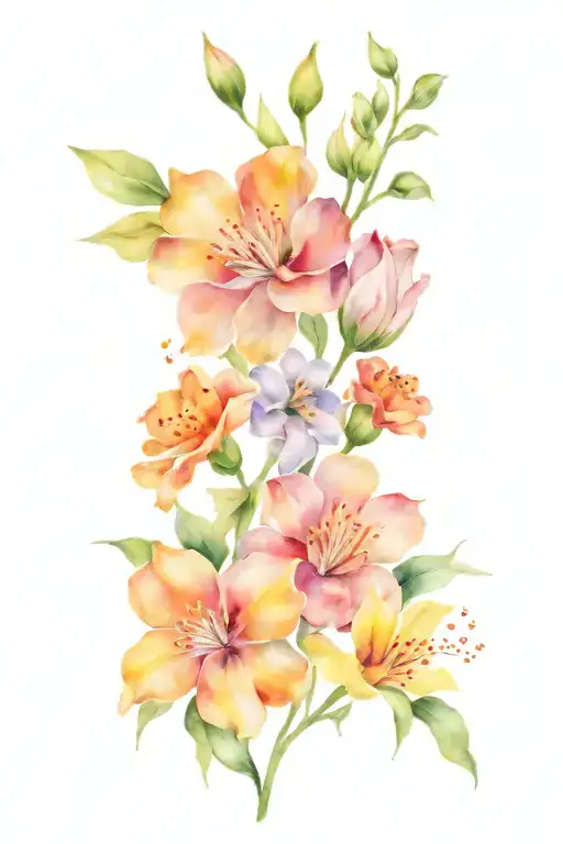 Family Birth Flowers Intertwined