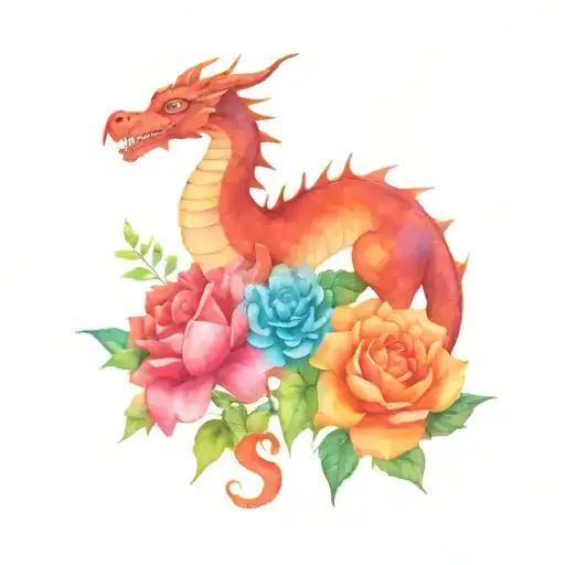 Dragon Romance Book Surrounded By Bold Floral Patterns