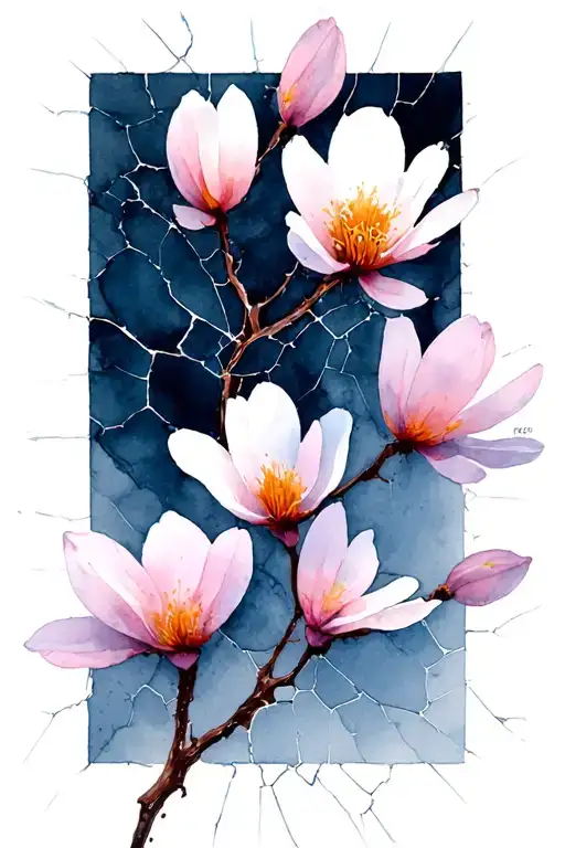 Add White Kintsugi Crack Through The Image