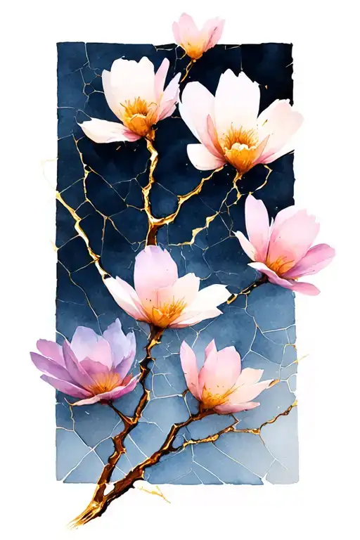 Add Gold Kintsugi Crack Through The Image