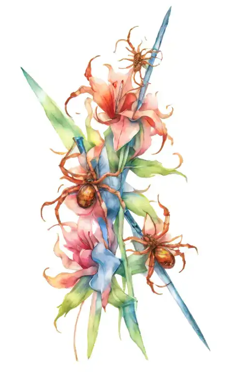 Two Spider Lilys With Sword Stuck