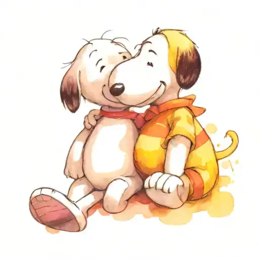 Snoopy And Pooh Bear Sitting