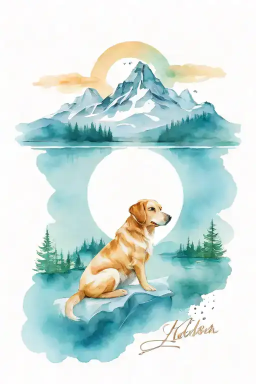 Mountain Lake And Dog