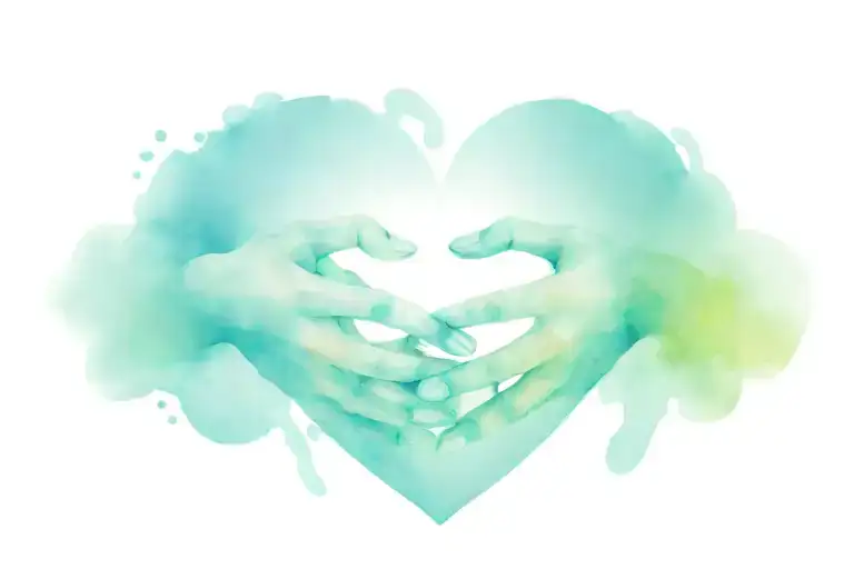 Hands Defending Heart Light From Water