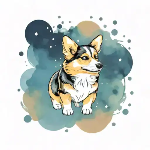 Black Tan Corgi Space Theme