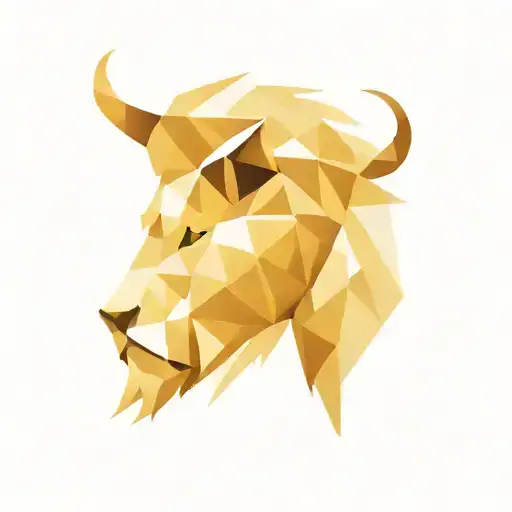 Half Lion Half Taurus Head - Geometric And Watercolor Style